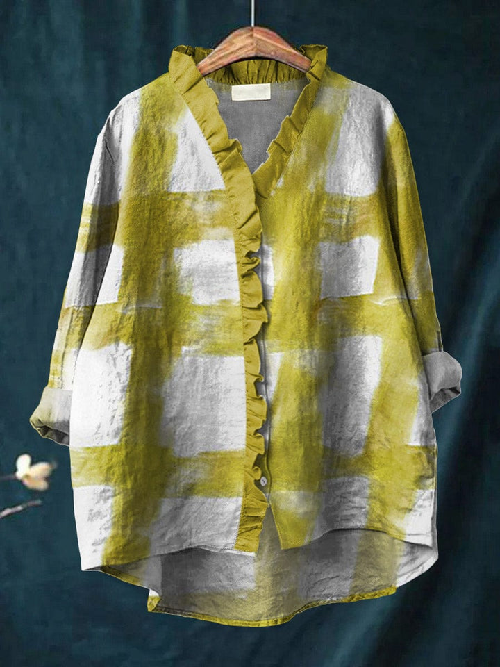 Melissa | Button-Down Ruffle V-Neck Blouse for Women