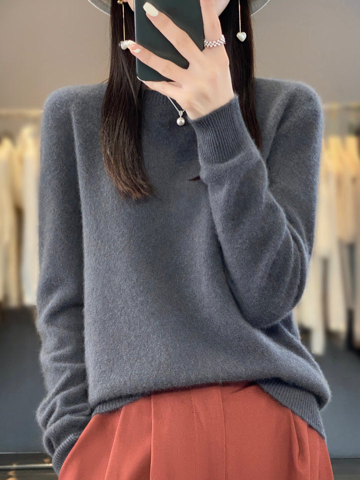 Rizalinda | Women's Crew Neck Wool Knit Sweater