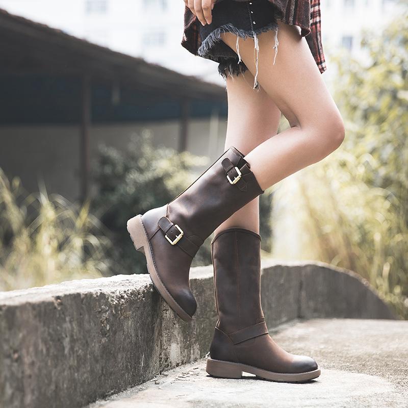 Women's Buckle Boots – Bold Style, Comfortable Fit – Casual Footwear