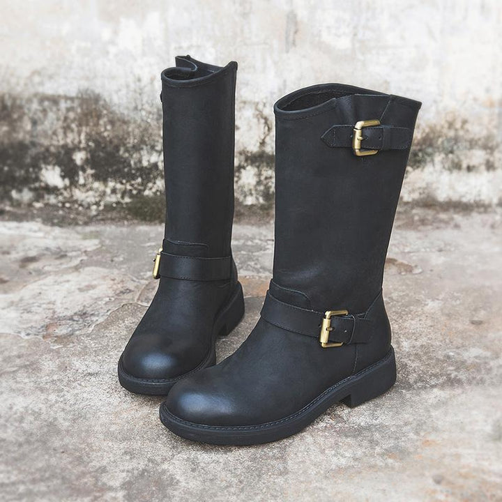 Women's Buckle Boots – Bold Style, Comfortable Fit – Casual Footwear