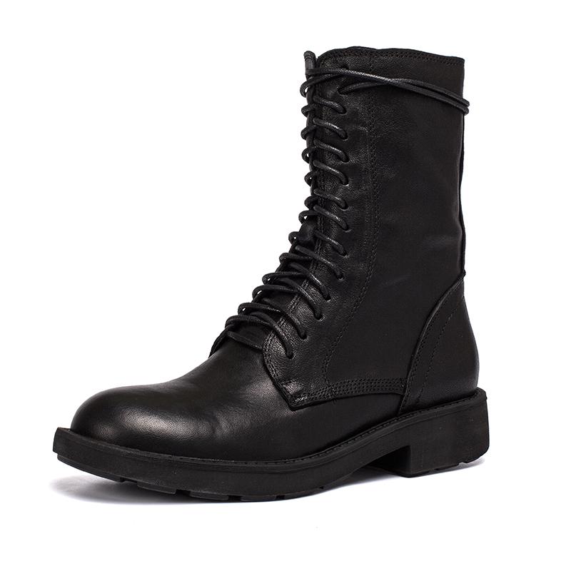 Women's Boots Lace Closure Mid Ankle Block Heel Casual
