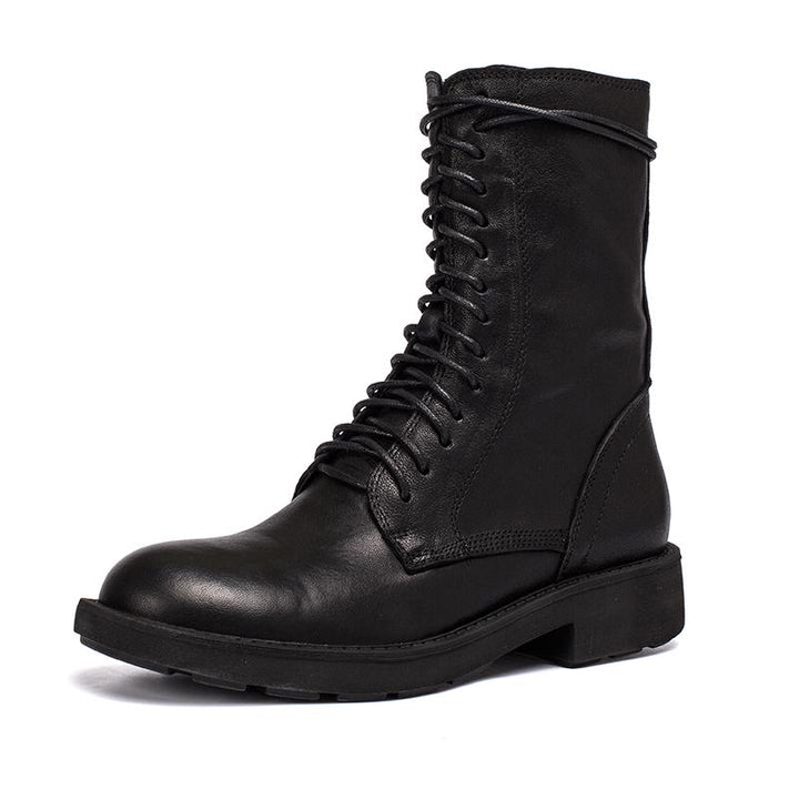 Women's Boots Lace Closure Mid Ankle Block Heel Casual