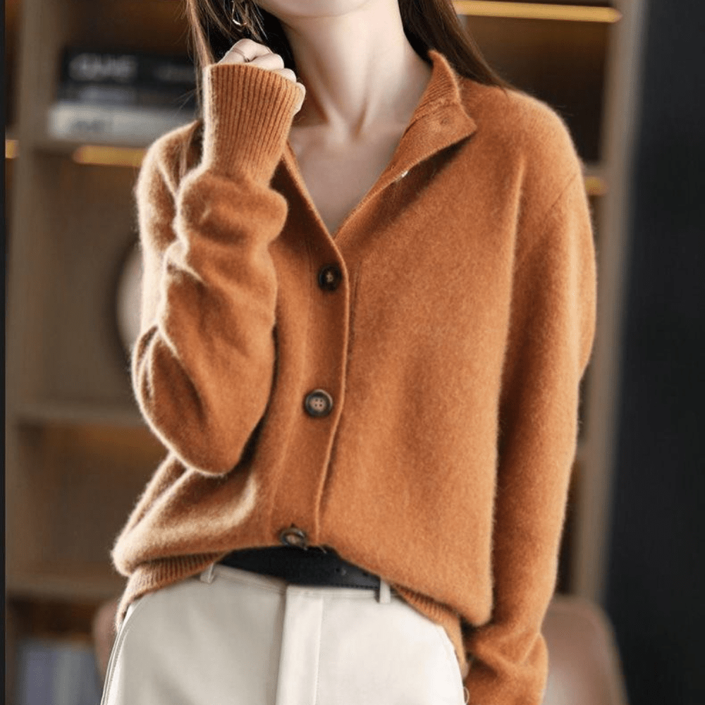 Women's Fluffy Button Front Cardigan – Plush Long Sleeve Knit Cardigan