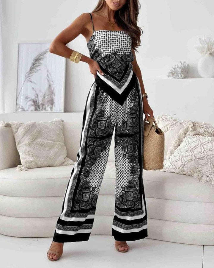 Lila Printed Lace-Up Vest & Pants Set