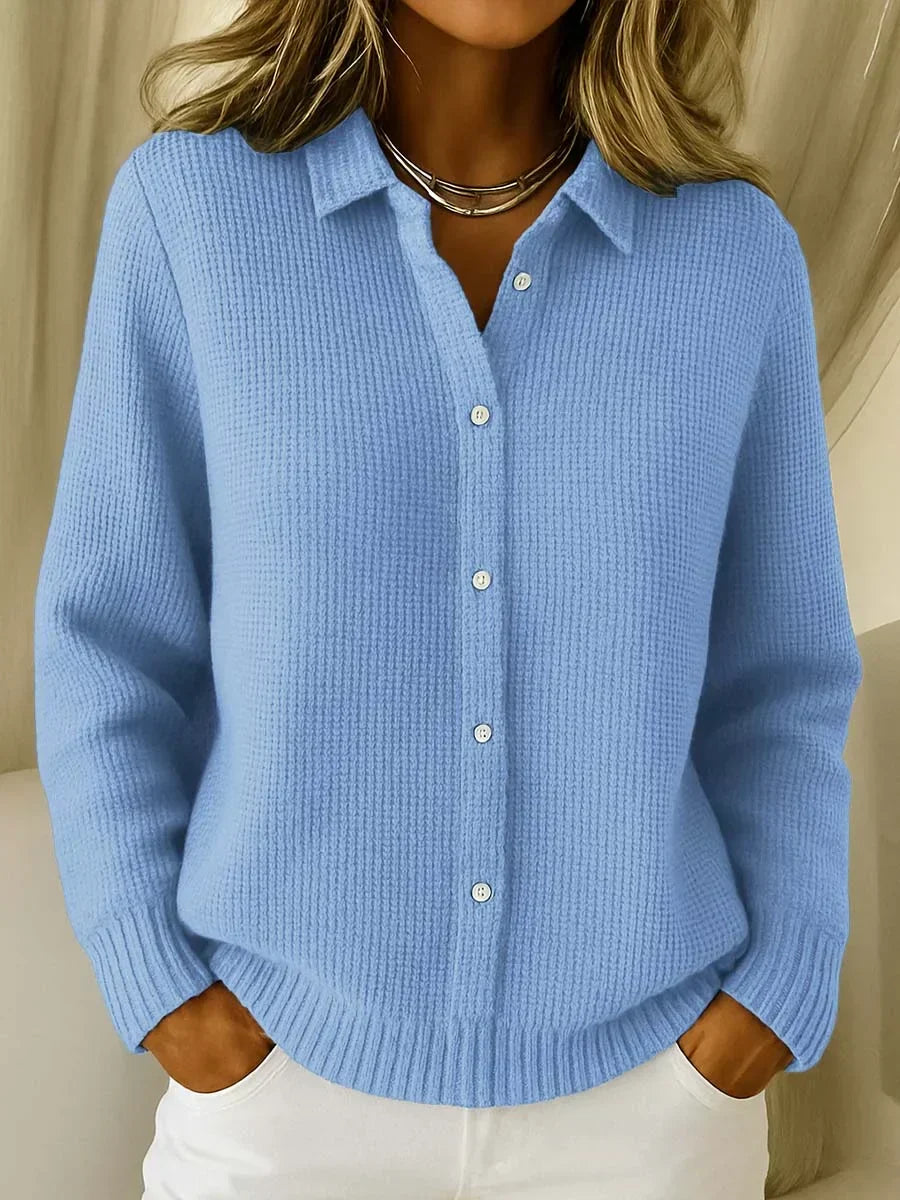 Women's Knit Cardigan V-Neck Long Sleeve Button-Down Ribbed Casual Sweater