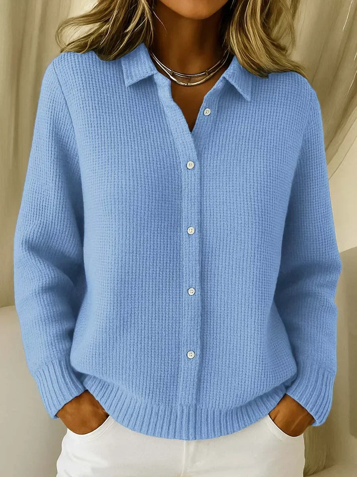 Women's Knit Cardigan V-Neck Long Sleeve Button-Down Ribbed Casual Sweater