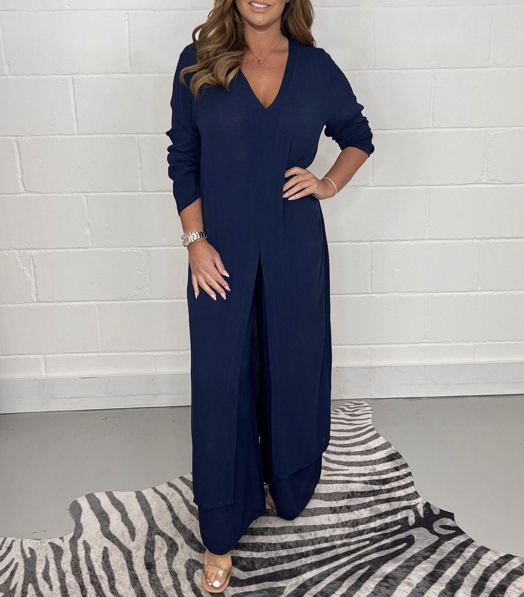 Sofia Casual Long Top and Matching Pants Set