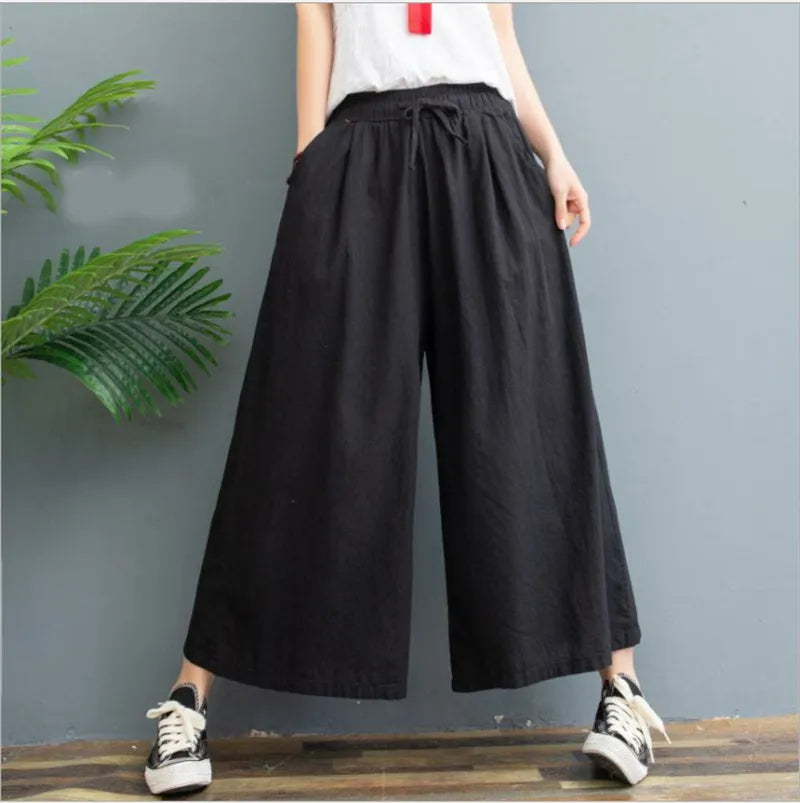 AMELINA – PLEATED LINEN COMFORT FIT PANTS