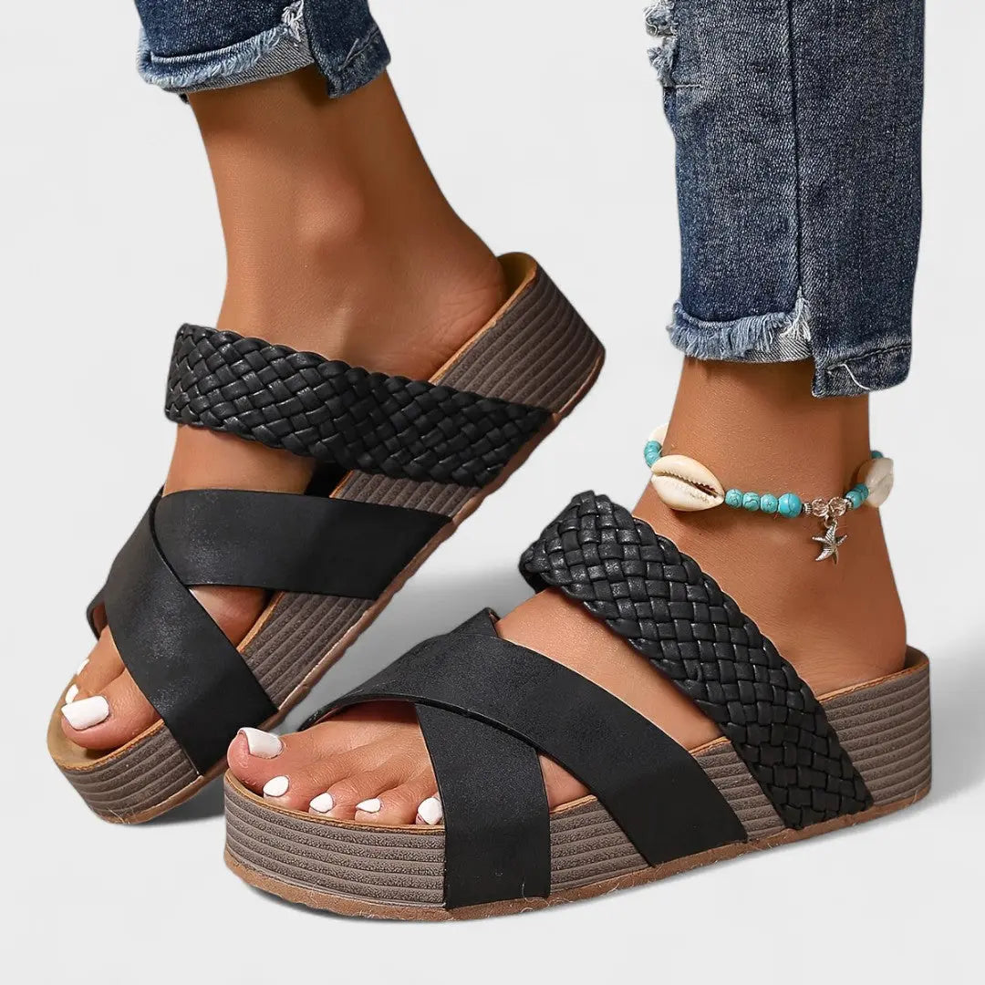 Alivia | Quilted Cross Strap Platform Sandals for Women