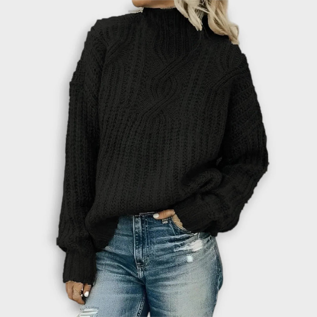 Edith | Ribbed Knit High-Neck Sweater for Women