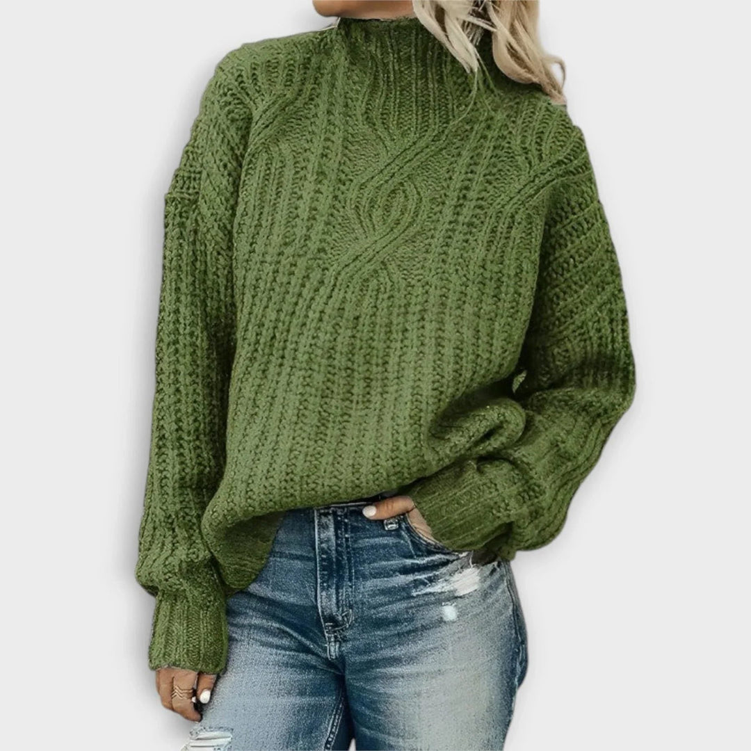Edith | Ribbed Knit High-Neck Sweater for Women