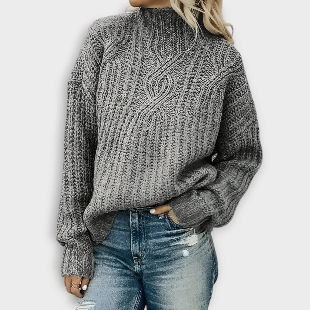 Edith | Ribbed Knit High-Neck Sweater for Women