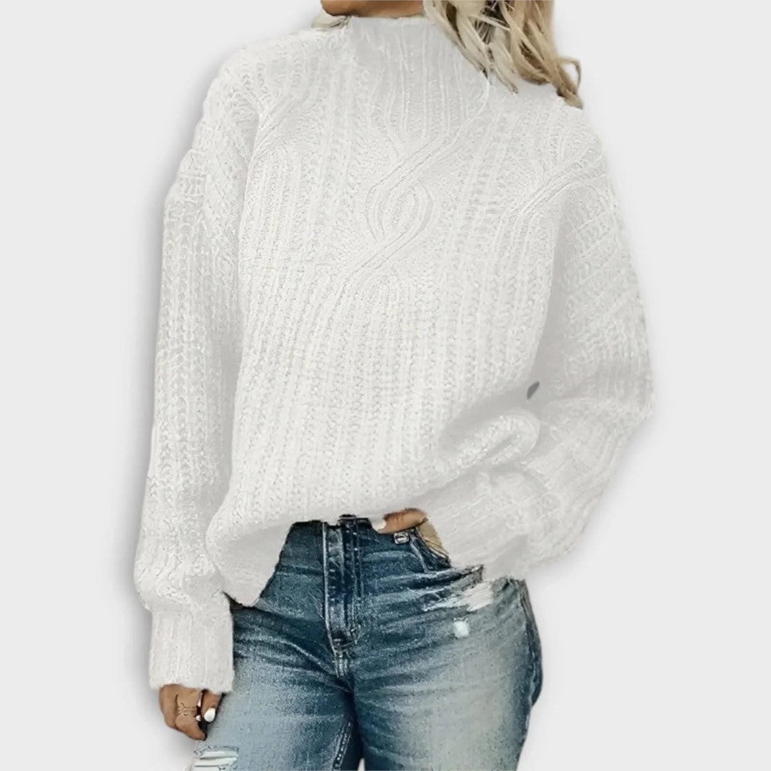 Edith | Ribbed Knit High-Neck Sweater for Women