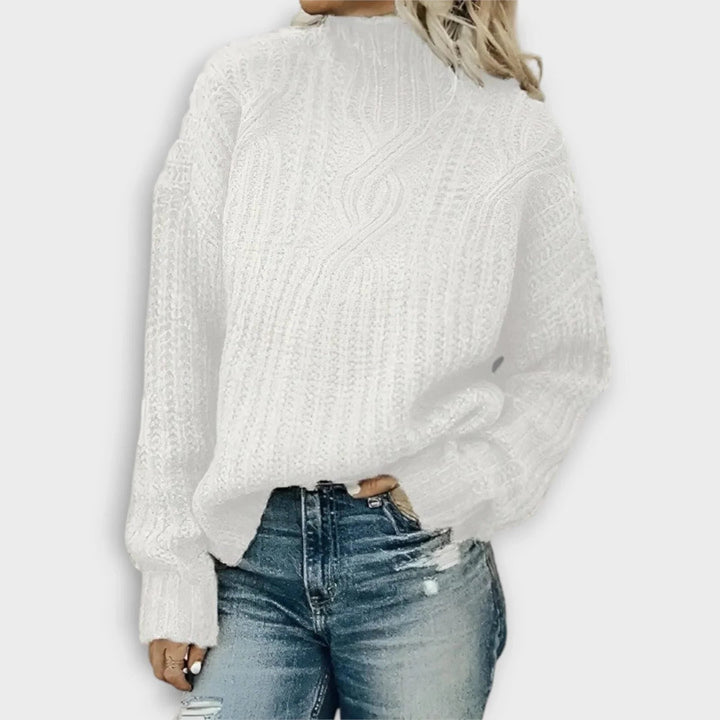 Edith | Ribbed Knit High-Neck Sweater for Women