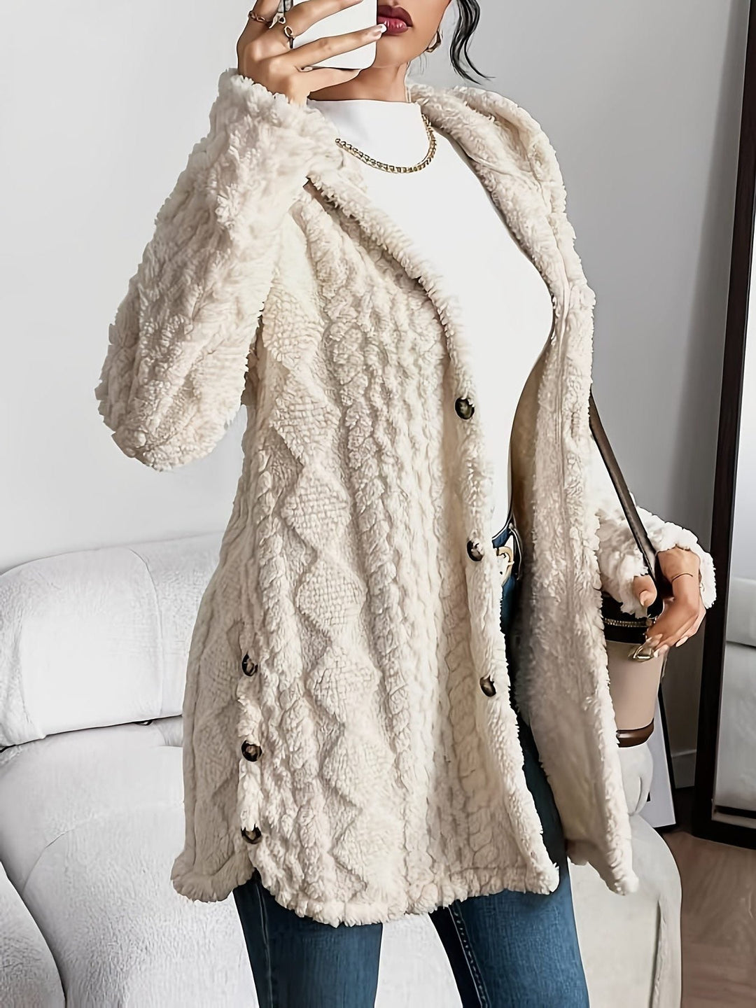 Erin | Fleece Oversized Hooded Cardigan for Women