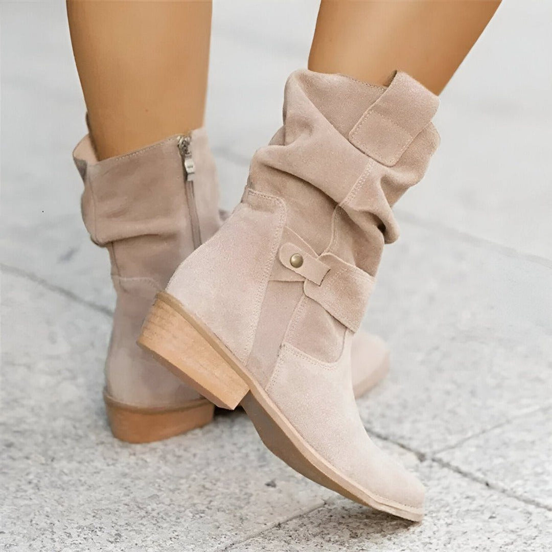 Ewa | Slouchy Block Heel Mid-Calf Boots for Women