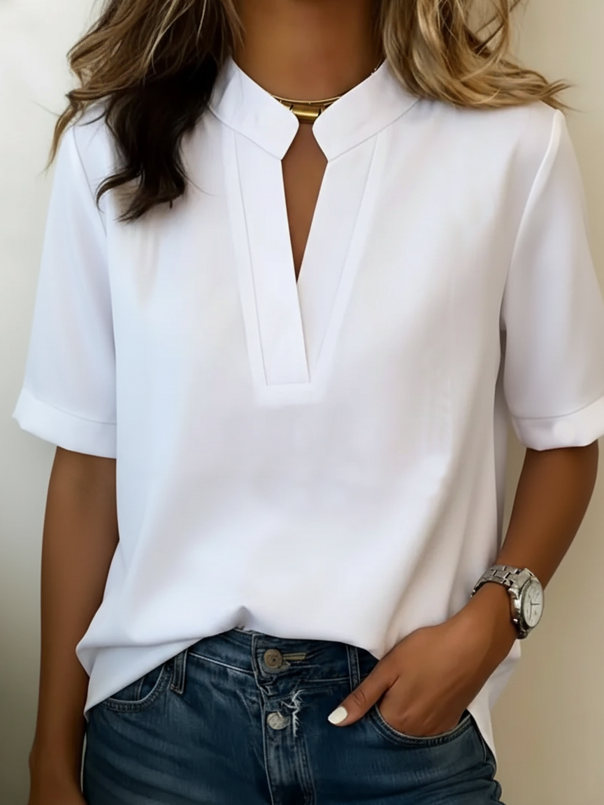 Serena | Women's V-Neck Short Sleeve Blouse Casual Summer Top
