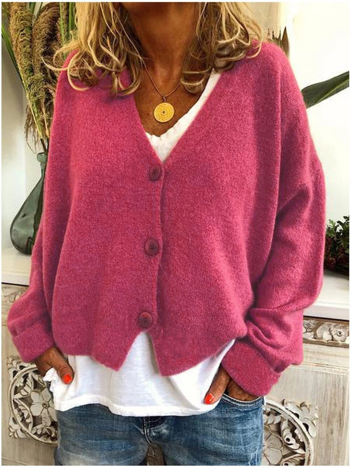 Women's Knit Cardigan V-Neck Long Sleeve Button-Front Open Casual Sweater