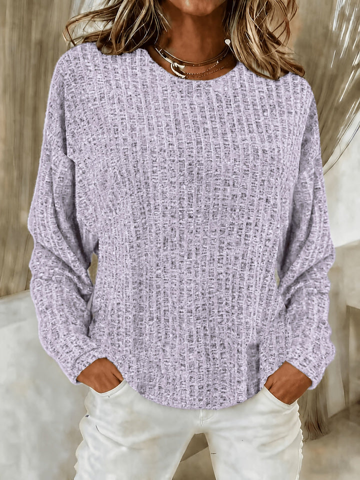 Marisol | Women's Waffle Knit Curved Hem Tunic Sweater