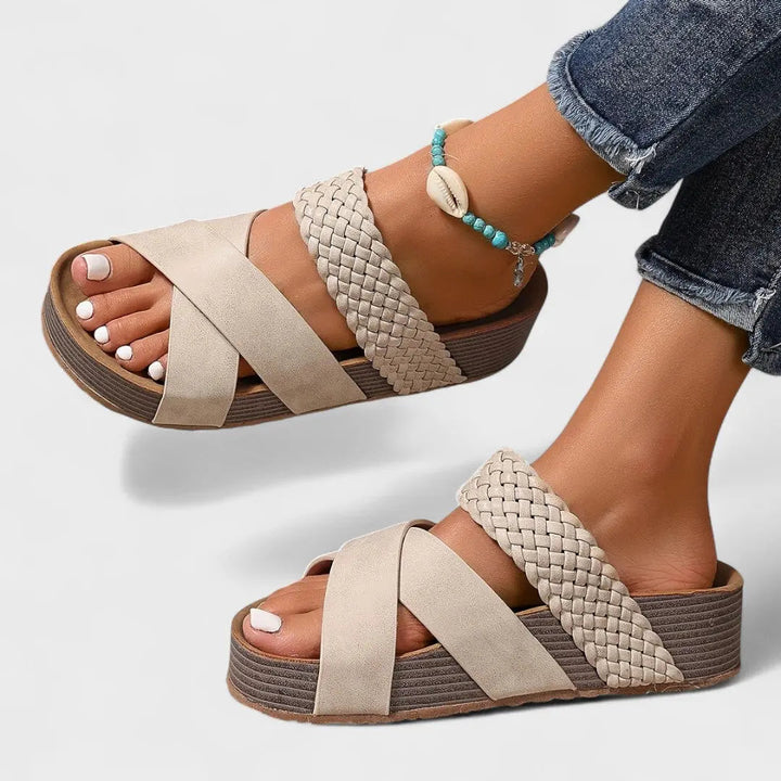 Alivia | Quilted Cross Strap Platform Sandals for Women