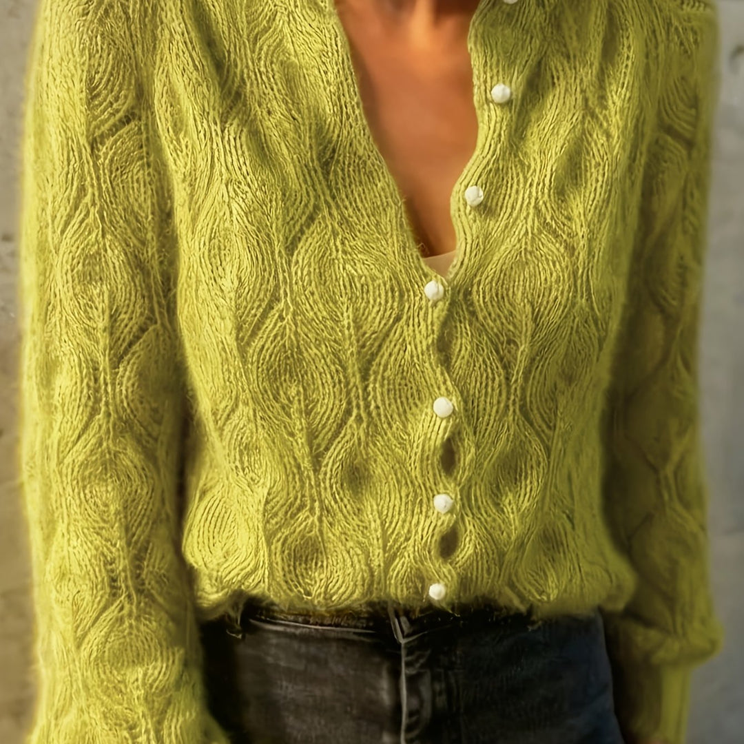 Jolene | Women's Faux Mink Pearl Button Cardigan
