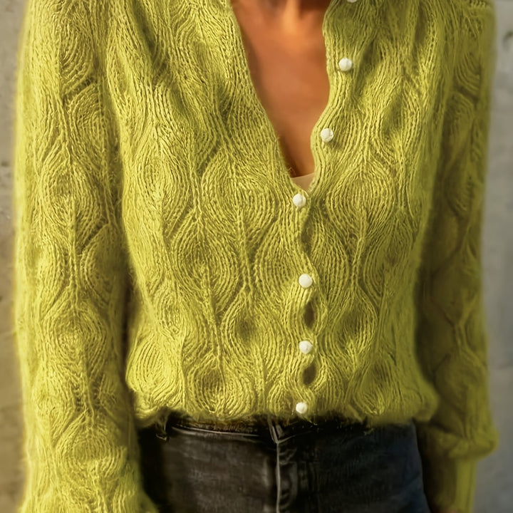 Jolene | Women's Faux Mink Pearl Button Cardigan