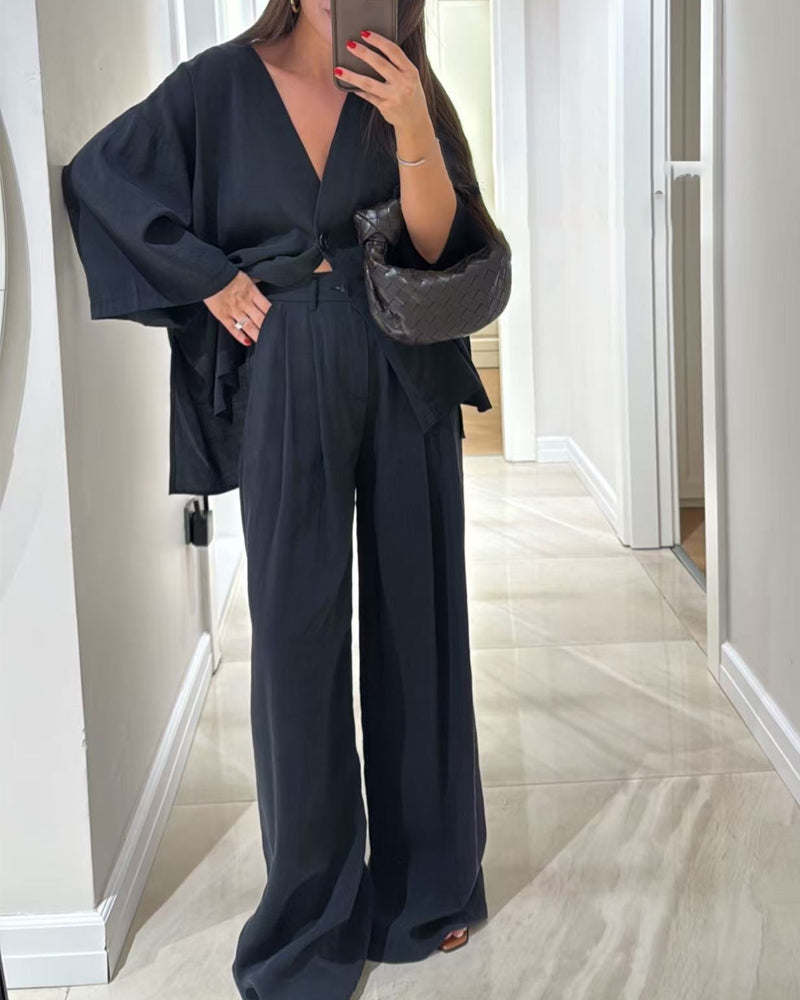 Sienna V-Neck Top & Pants Set