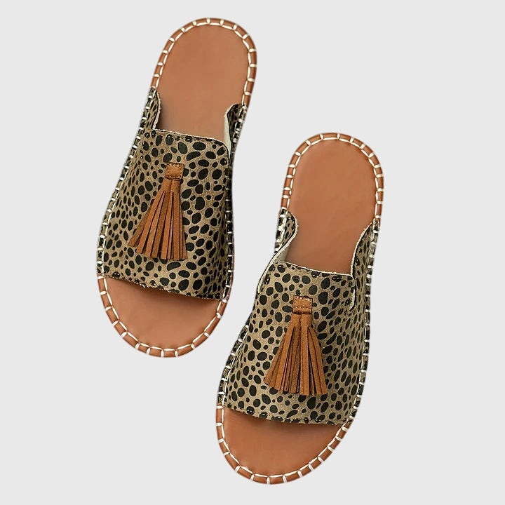 Lorraine | Woven Tassel Slide Sandals for Women