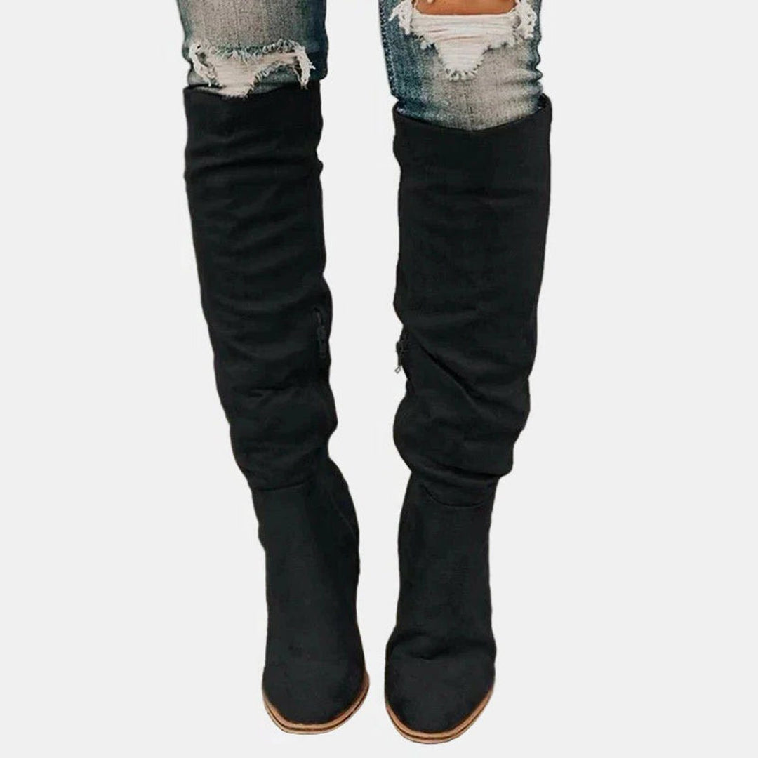 Flavia | Stretch Over-the-Knee Block Heel Boots for Women