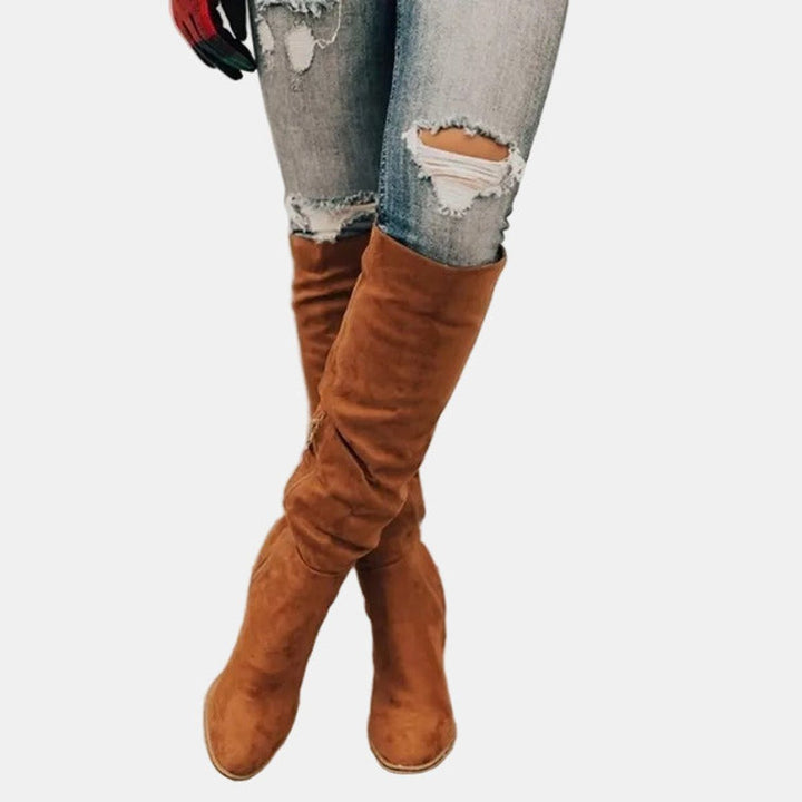 Flavia | Stretch Over-the-Knee Block Heel Boots for Women