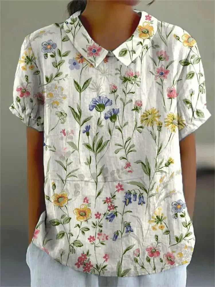 Nahla | Floral Print Blouse with Collar for Women