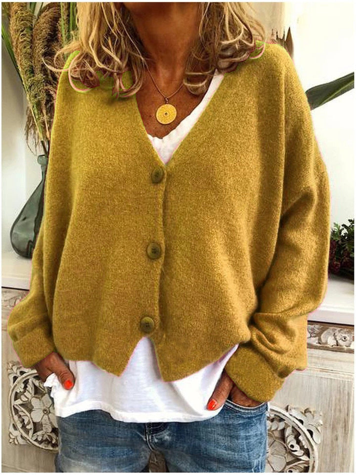Women's Knit Cardigan V-Neck Long Sleeve Button-Front Open Casual Sweater