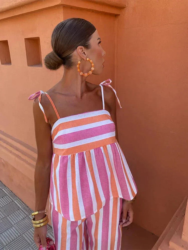 Madeleine | Striped Wedding Guest Maxi Set for Women