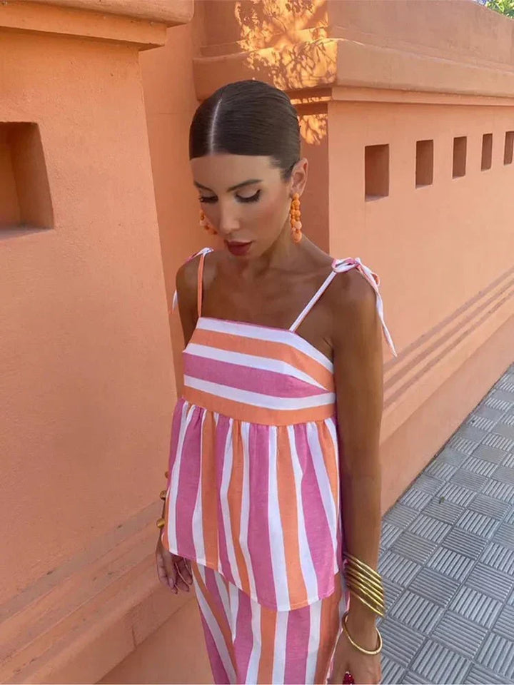 Madeleine | Striped Wedding Guest Maxi Set for Women