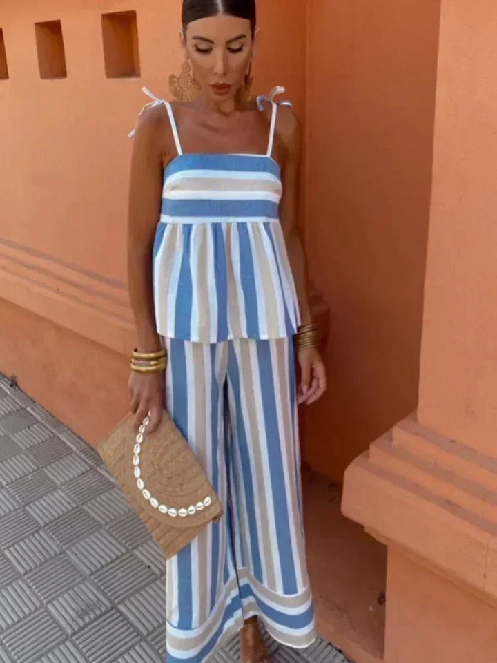 Madeleine | Striped Wedding Guest Maxi Set for Women