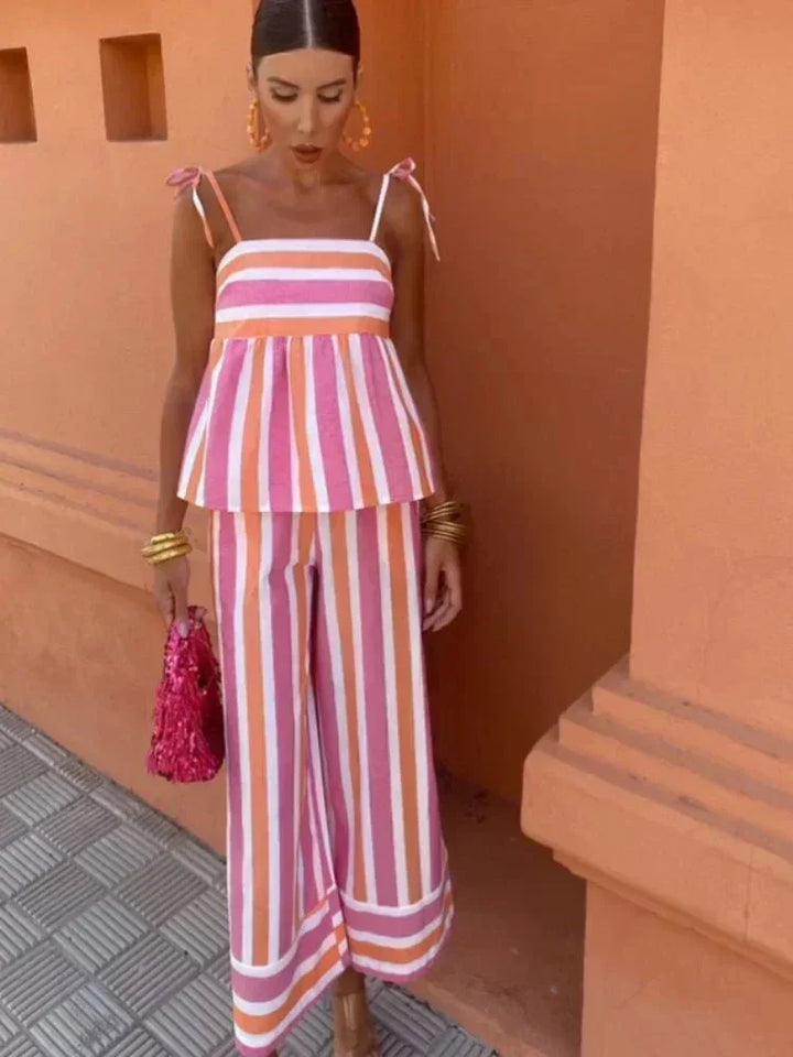 Madeleine | Striped Wedding Guest Maxi Set for Women