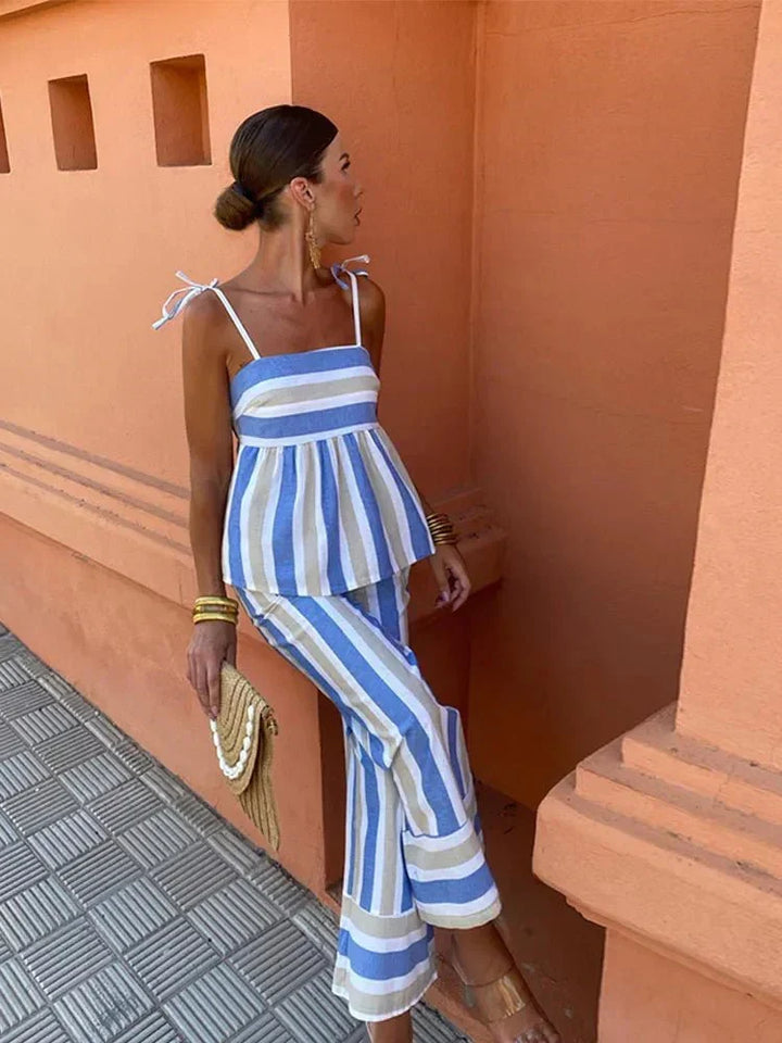 Madeleine | Striped Wedding Guest Maxi Set for Women