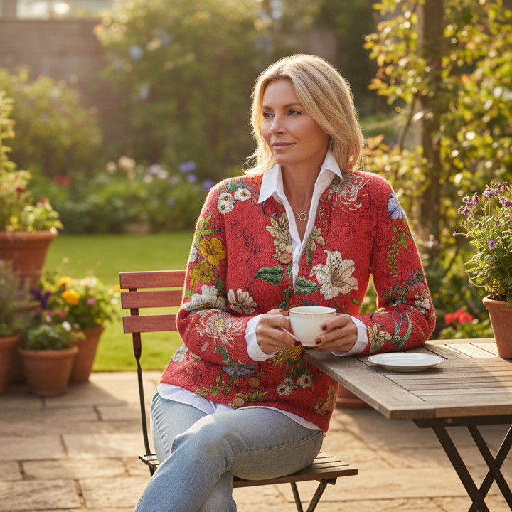 Lena | Button-Down Floral Print Cardigan Sweater for Women