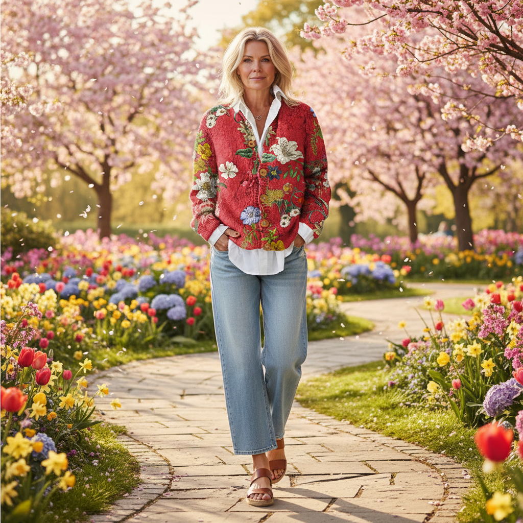 Lena | Button-Down Floral Print Cardigan Sweater for Women