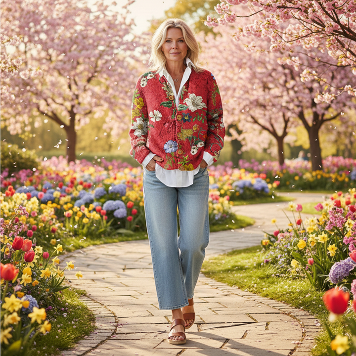 Lena | Button-Down Floral Print Cardigan Sweater for Women