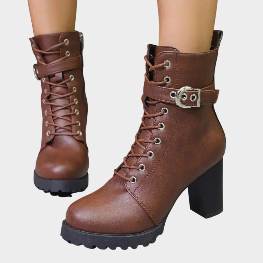 Hope | Block Heel Combat Ankle Boots with Lace-Up for Women