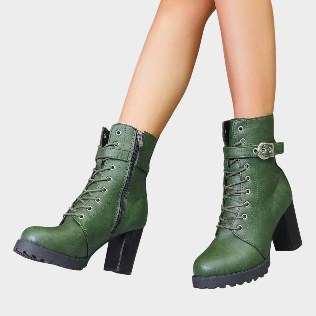 Hope | Block Heel Combat Ankle Boots with Lace-Up for Women