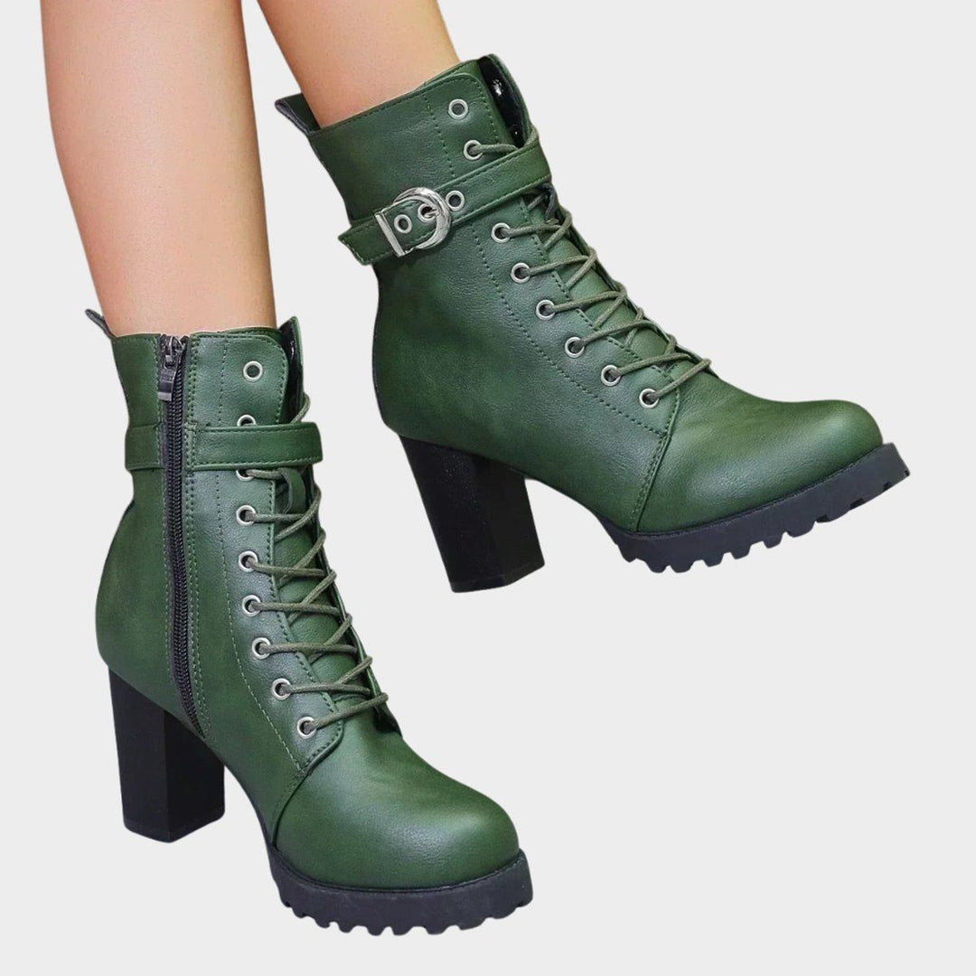 Hope | Block Heel Combat Ankle Boots with Lace-Up for Women