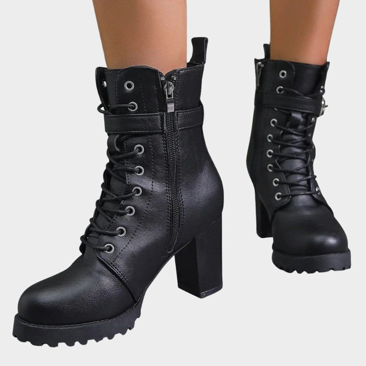 Hope | Block Heel Combat Ankle Boots with Lace-Up for Women