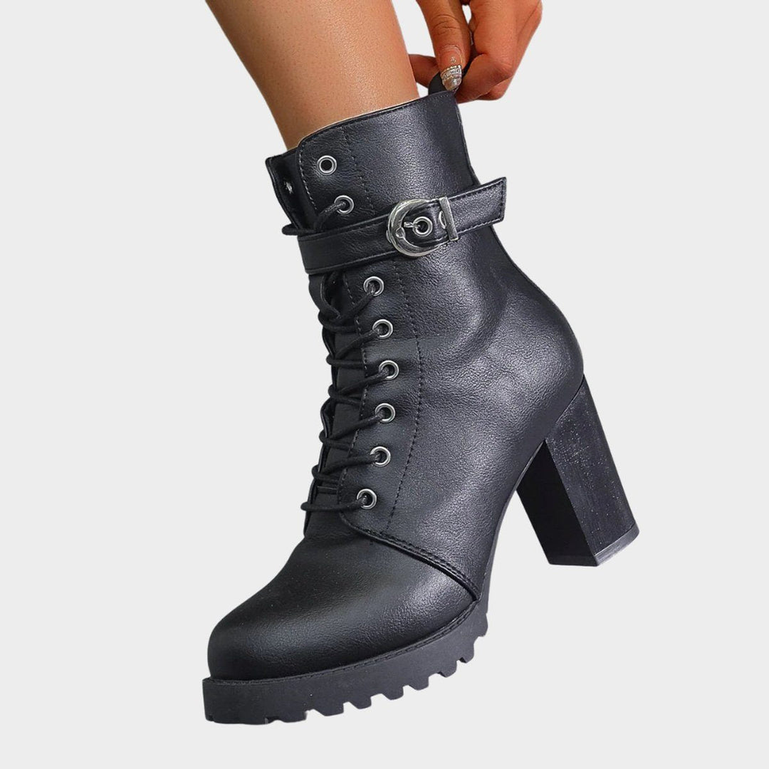 Hope | Block Heel Combat Ankle Boots with Lace-Up for Women