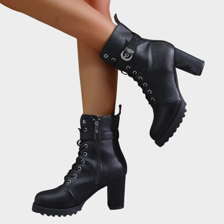 Hope | Block Heel Combat Ankle Boots with Lace-Up for Women