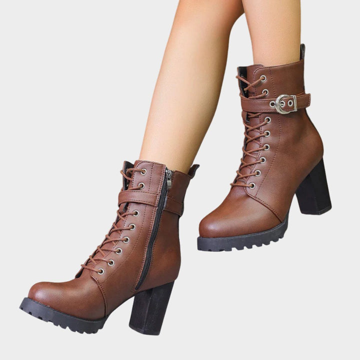 Hope | Block Heel Combat Ankle Boots with Lace-Up for Women