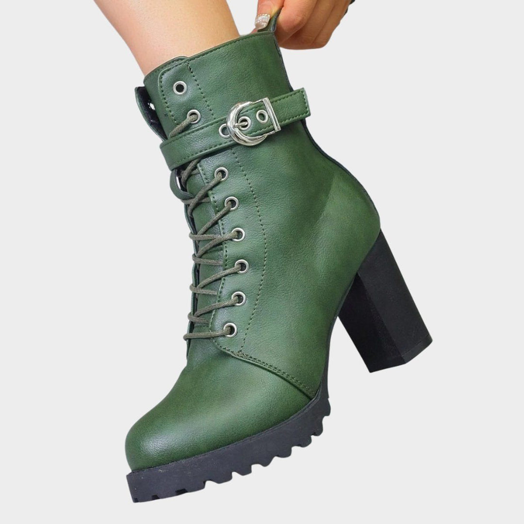 Hope | Block Heel Combat Ankle Boots with Lace-Up for Women