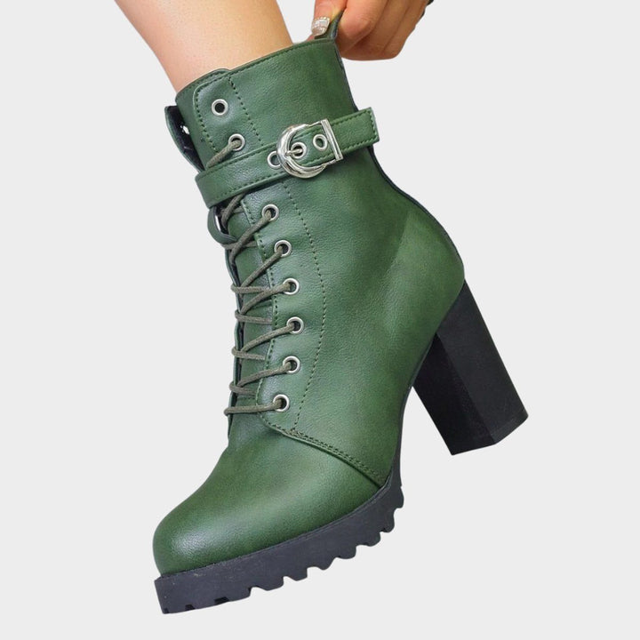 Hope | Block Heel Combat Ankle Boots with Lace-Up for Women