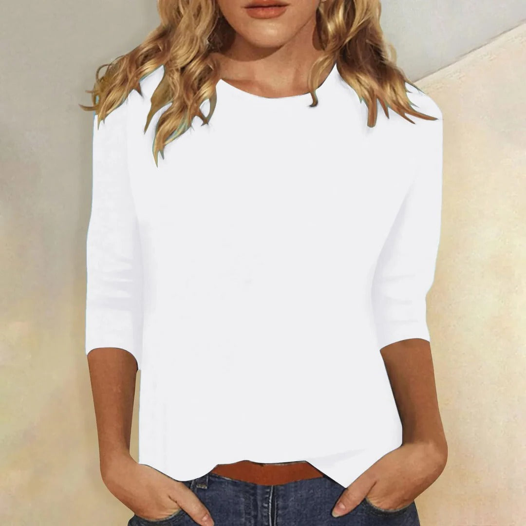 Stella | Women's Crew Neck 3/4 Sleeve Casual Everyday Top